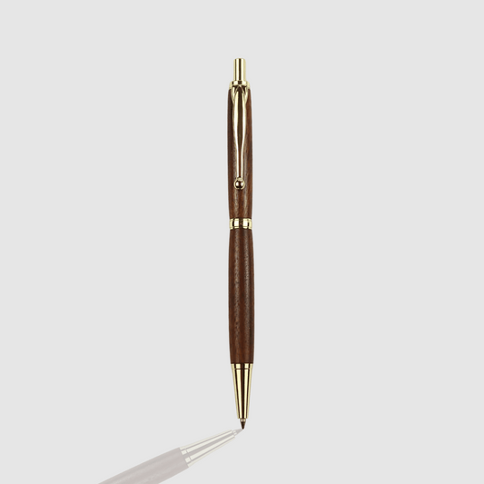 Walnut Click Pen - Gold