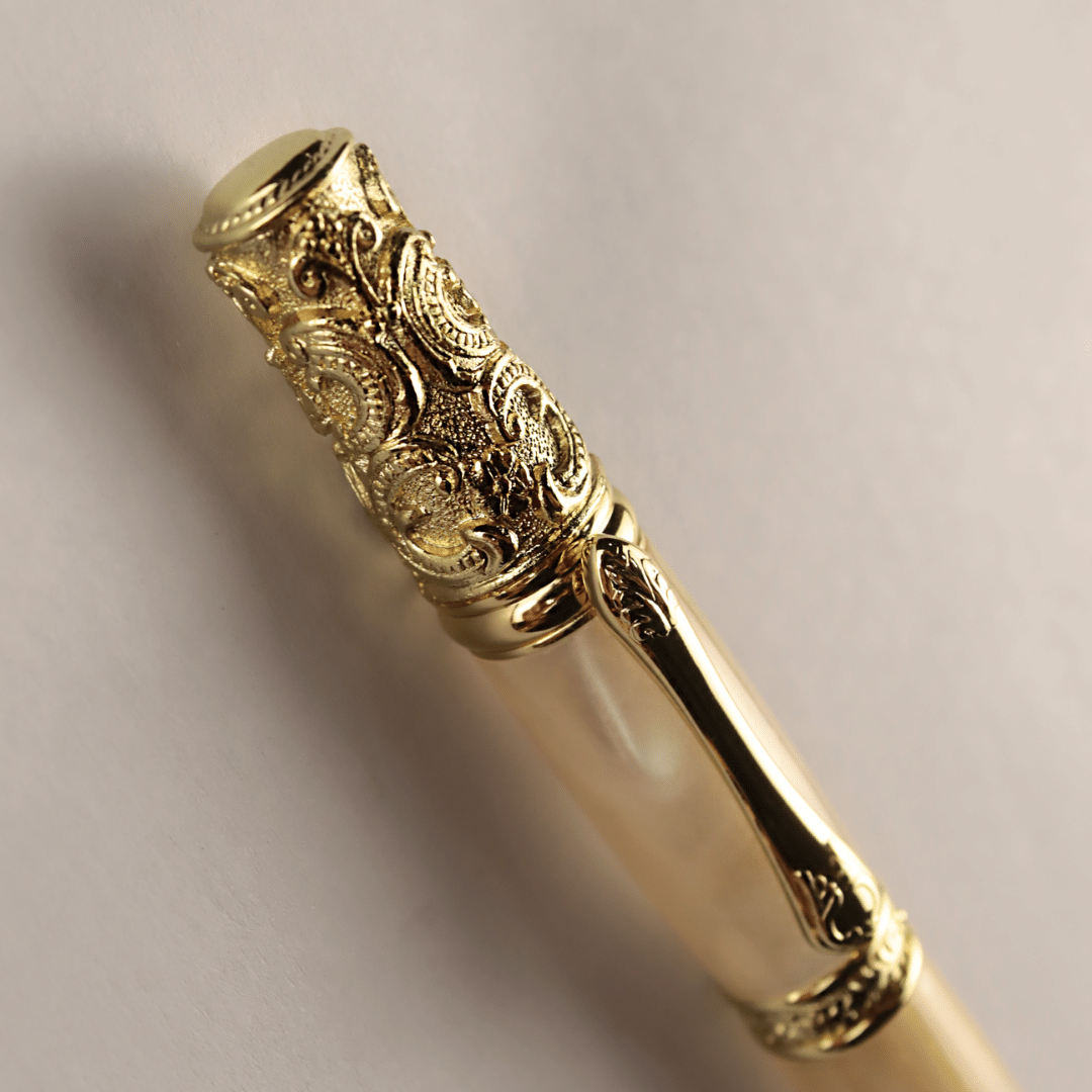 Victorian Twist Pen - Gold Papaya Pearl