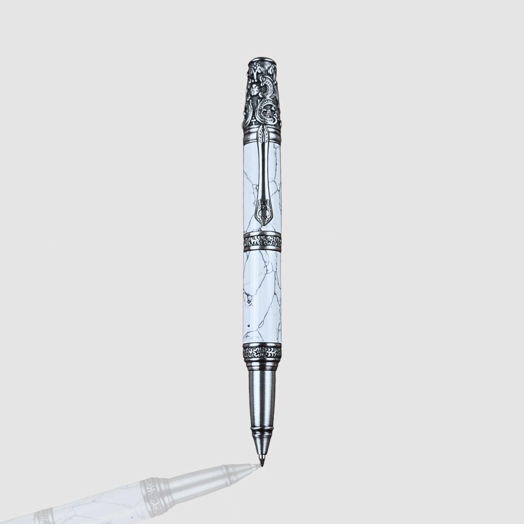 Victorian Twist Pen - Yunstone White Marble