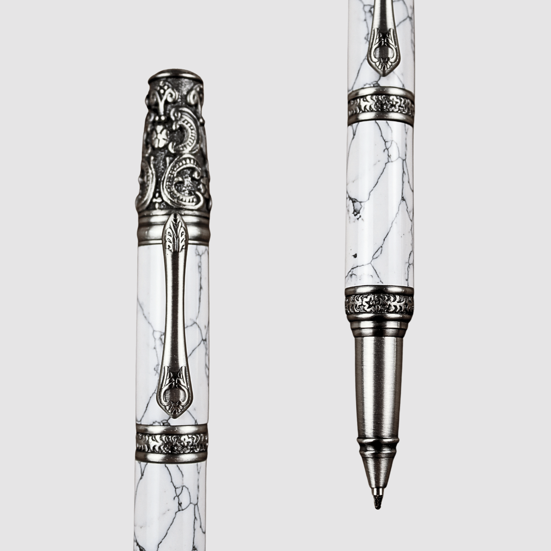 Victorian Twist Pen - Yunstone White Marble