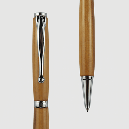 Yellow Wood Twist Pen - Silver