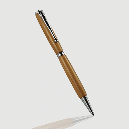 Yellow Wood Twist Pen - Silver