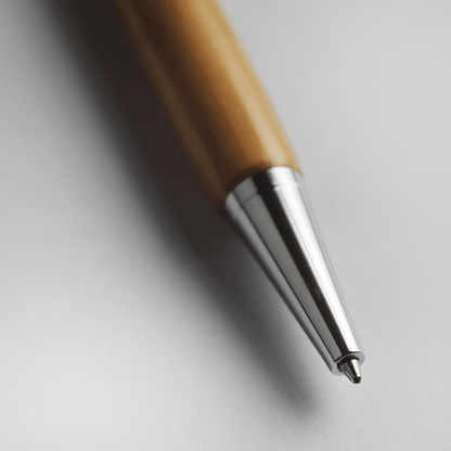 Yellow Wood Twist Pen - Silver