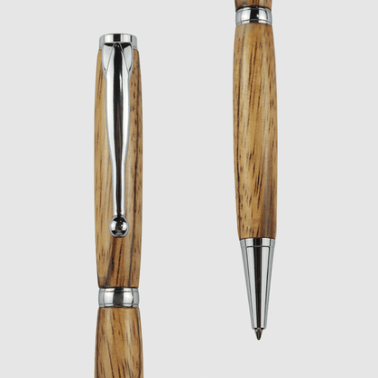 Zebra Wood Twist Pen - Silver