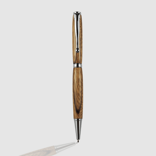 Zebra Wood Twist Pen - Silver